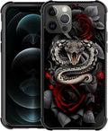 for iPhone 11 Pro Max Case, Entwined Rose Snake Pattern Graphic Design Girl Boy by FKBRCL4U
