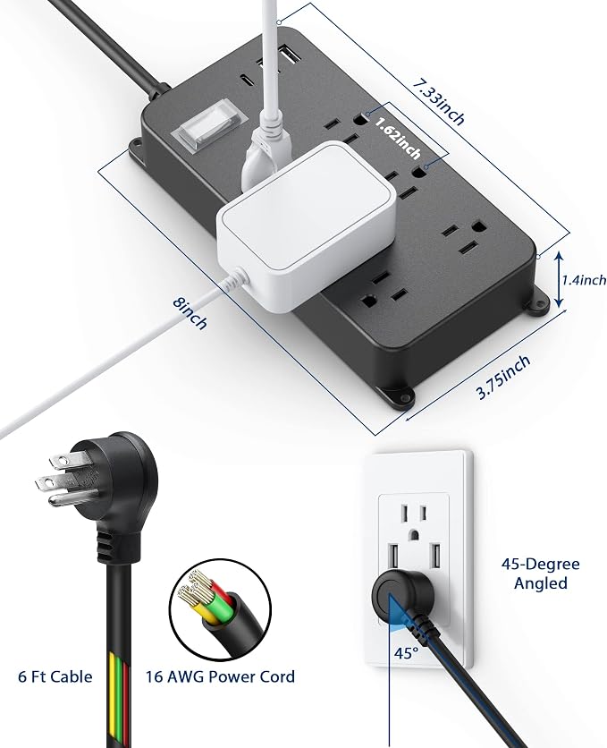 Outdoor Power Strip Weatherproof, 20W USB C Port, Waterproof Extension Cord - Image 7