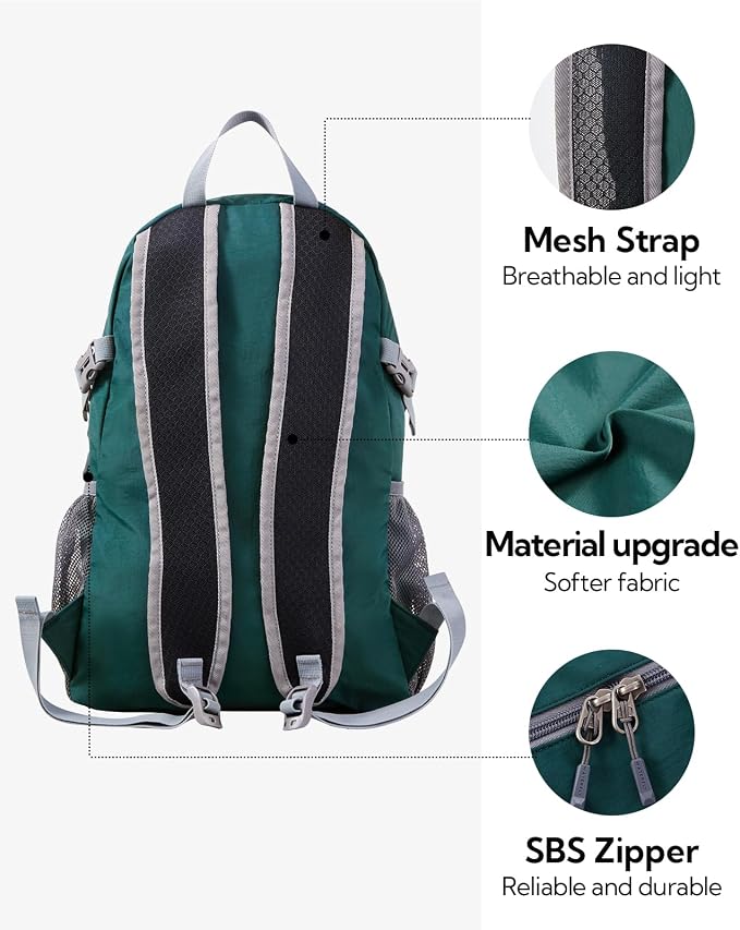 WATERFLY Small Lightweight Packable Backpack: 20l Ultra Light Foldable Travel - Image 4