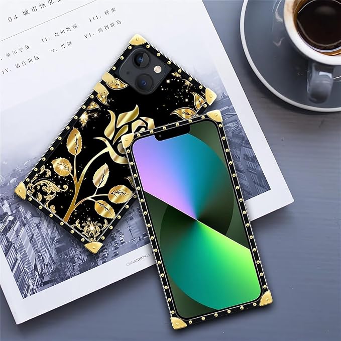 Compatible with iPhone 13 Case, Shine Gold Rose Luxury Golden Decoration - Image 6