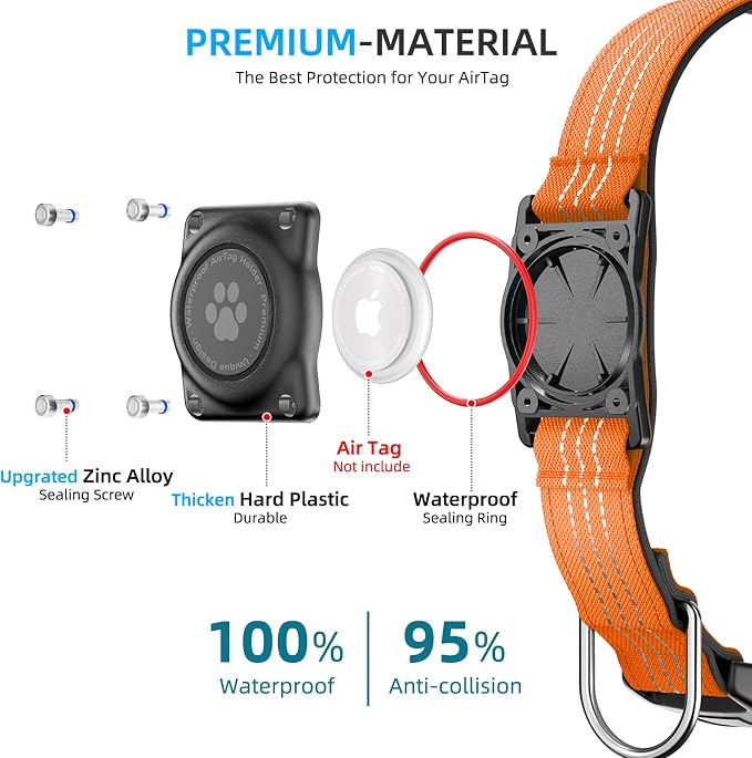 Upgraded AirTag Dog Collar, IP68 Waterproof Air Tag Dog Collar Holder, - Image 3