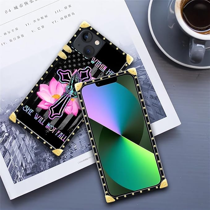 Compatible with iPhone 13 Case, Praying Cross Hands Luxury Golden Decoration - Image 6