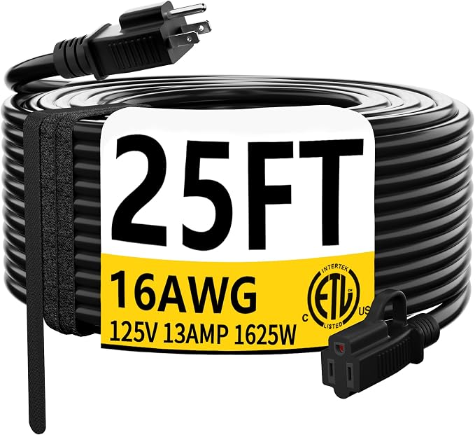 HUANCHAIN Black Outdoor Extension Cord 25 FT Waterproof, Flexible 16/3 Gauge by huanchain