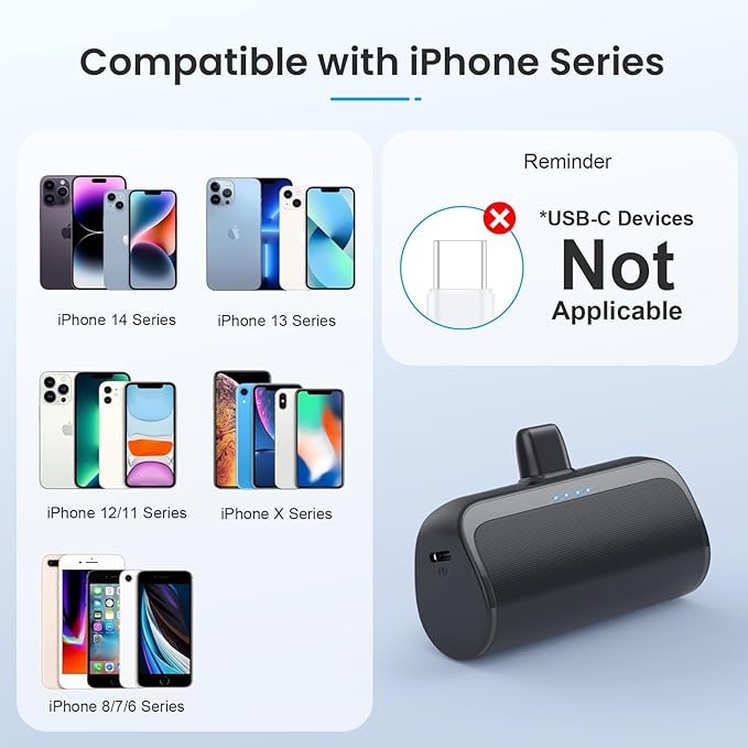 Mini Portable Charger for iPhone 5200mAh, 20W PD Fast Charging Power Bank for - Image 2