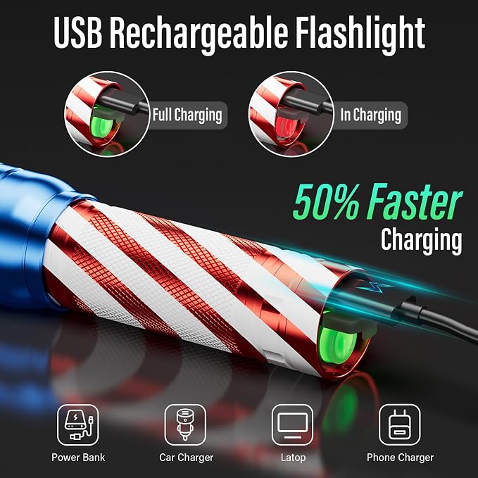 RECHOO Rechargeable Flashlight 1 Pack, Bright Military Grade Torch Light High - Image 3