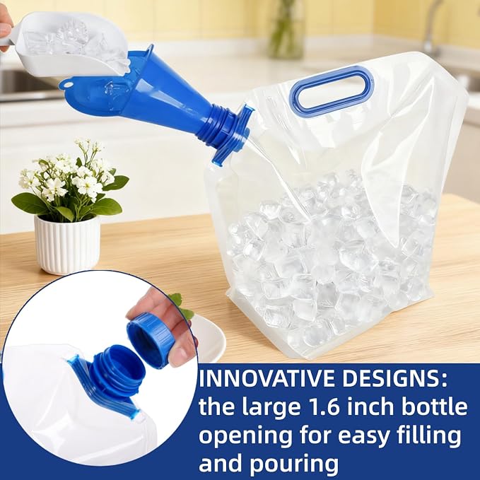 AVLA 6 Pack Collapsible Water Container Bag, 1.5 Gal Clear Plastic Foldable - Image 7