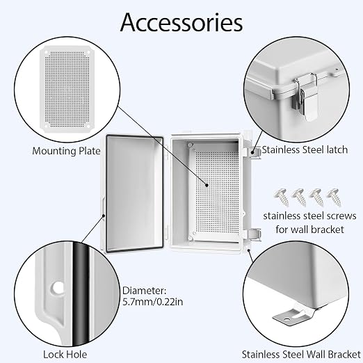 LeMotech Electrical Box, IP67 Waterproof Hinged Cover Stainless Steel Latch - Image 4