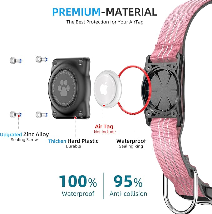 Upgraded AirTag Dog Collar, IP68 Waterproof Air Tag Dog Collar Holder, - Image 3