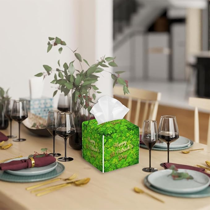 Tissue Box Cover Square, Happy St.Patrick's Day Tissue Box Holder Waterproof - Image 5