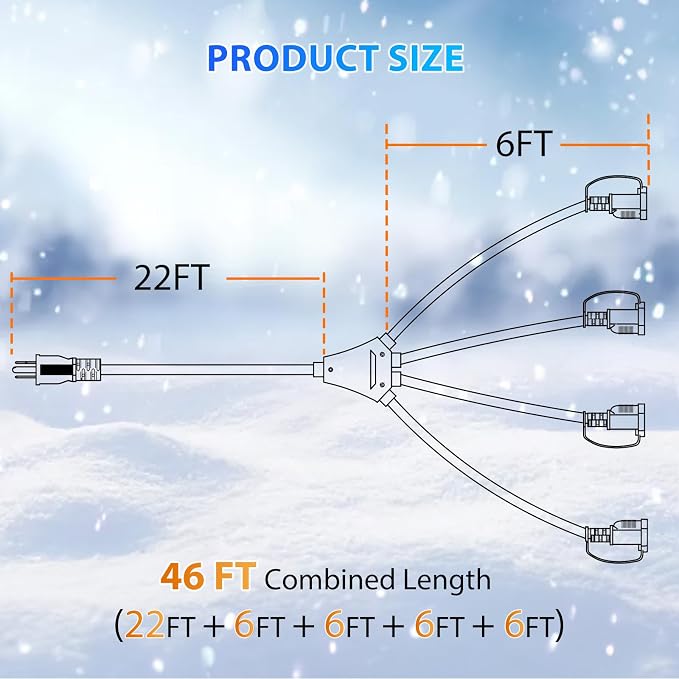 K KASONIC - 46FT Christmas Lights Outdoor Extension Cord - Image 3