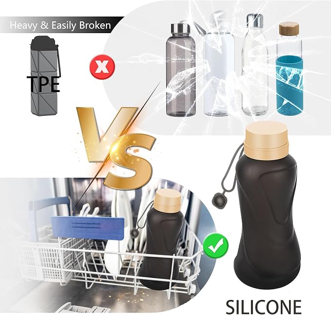 Collapsible Water Bottles, Leak Proof, Reuseable BPA Free Silicone Foldable - Image 5