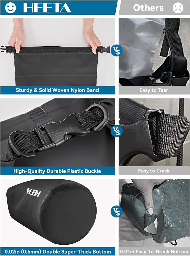 HEETA Waterproof Dry Bag for Women Men, 5L/10L/20L/30L/40L Roll Top Lightweight - Image 6