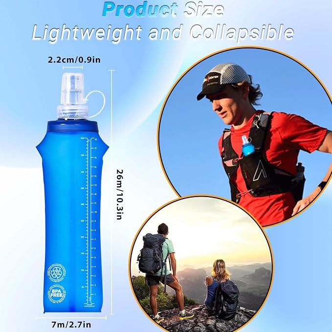 2 Packs Soft Flask, 17oz/500ml TPU Collapsible Soft Water Bottle - Image 5