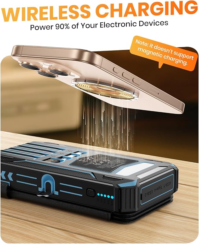 SOARAISE Solar Charger Power Bank - 48000mAh Wireless Portable Charger Built-in - Image 5