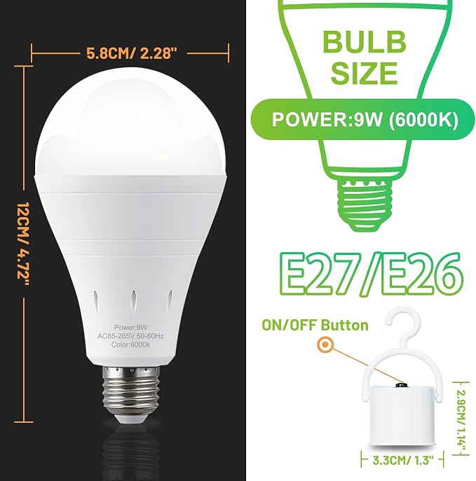 DEBAOBULB 4 Pack Rechargeable Emergency Light Bulbs, Battery Powered LED Light - Image 9
