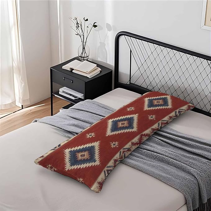 Decorative Body Pillow Covers 20x54inch Ethnic Red, Southwest Native American - Image 7
