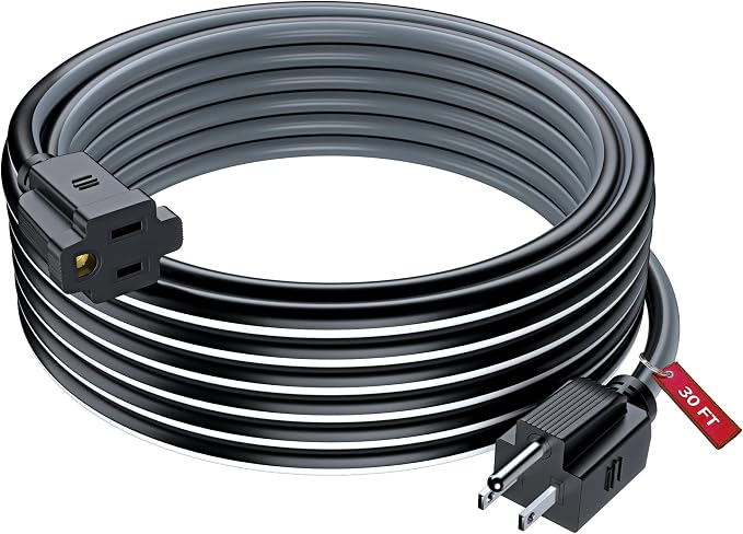 Maximm 30 Ft Black, Heavy Duty 3-Prong Outdoor Power Cable, ETL Listed by MaximmCable