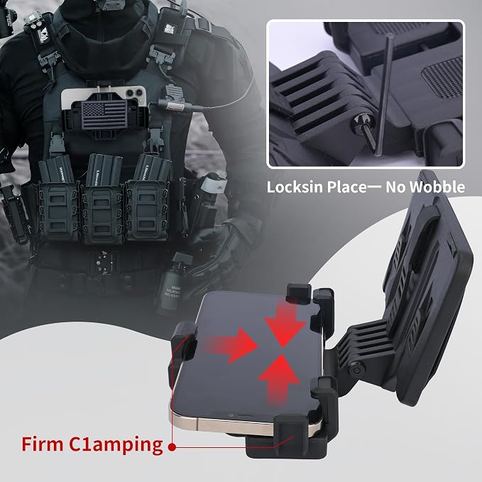 Tactical Gear Plate Carrier Vest Accessories, MOLLE Phone Chest Mount Holder - Image 7
