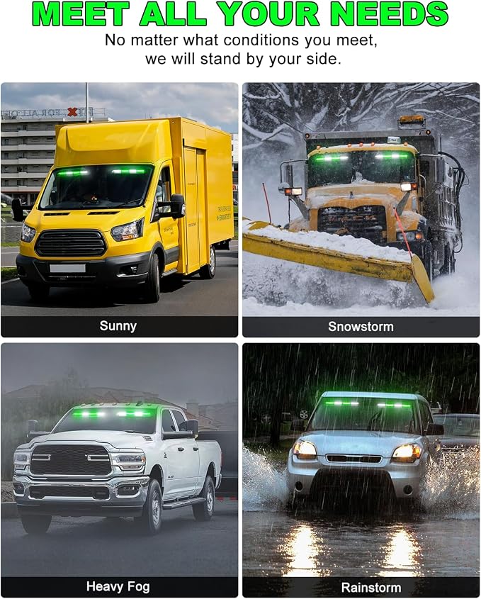 HLauto 6Z4J Emergency Dash Strobe Lights: 2x16.8 inch Green White Safety Lights - Image 6