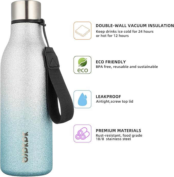 BJPKPK Insulated Water Bottles, 18 oz Stainless Steel Metal Water Bottle - Image 2