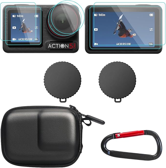 OSMO Action 5 Pro Accessories, PU Portable Mini Carrying Bag Case, Lens Screen by JIMOVA