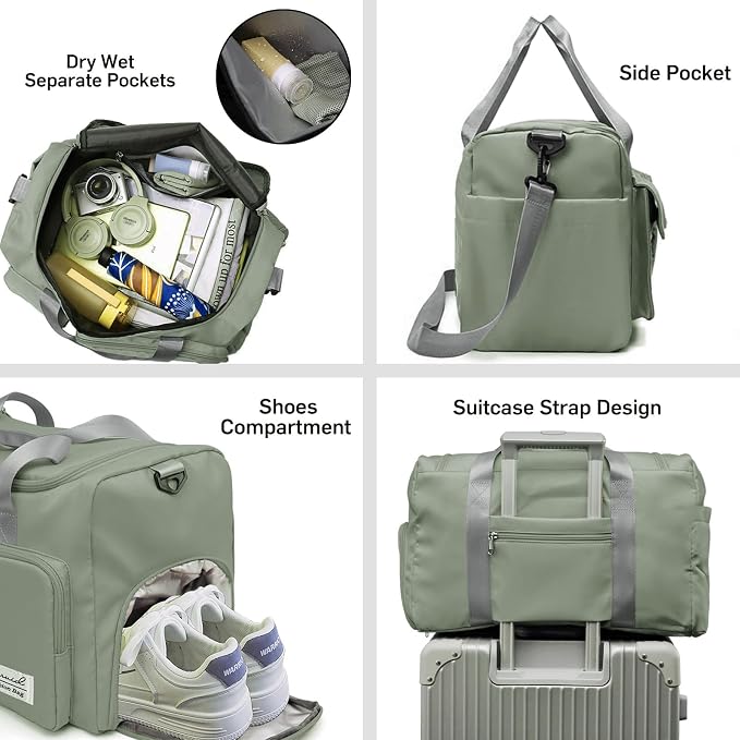 Suruid Travel Duffel Bag with Shoes Compartment Sports Gym Bag with Dry Wet - Image 3