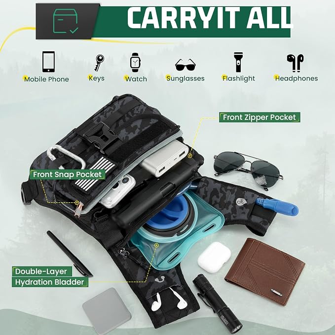 RAINSMORE Hydration Vest with 2L Water Bladder Lightweight Reflective Chest Pack - Image 6