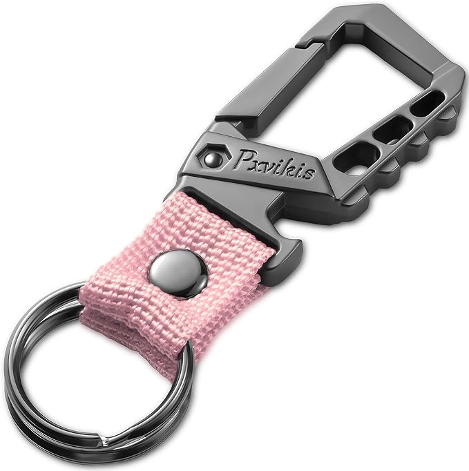 Metal heavy duty key chain carabiner clip bottle opener wrist lanyard ring car by Unknown