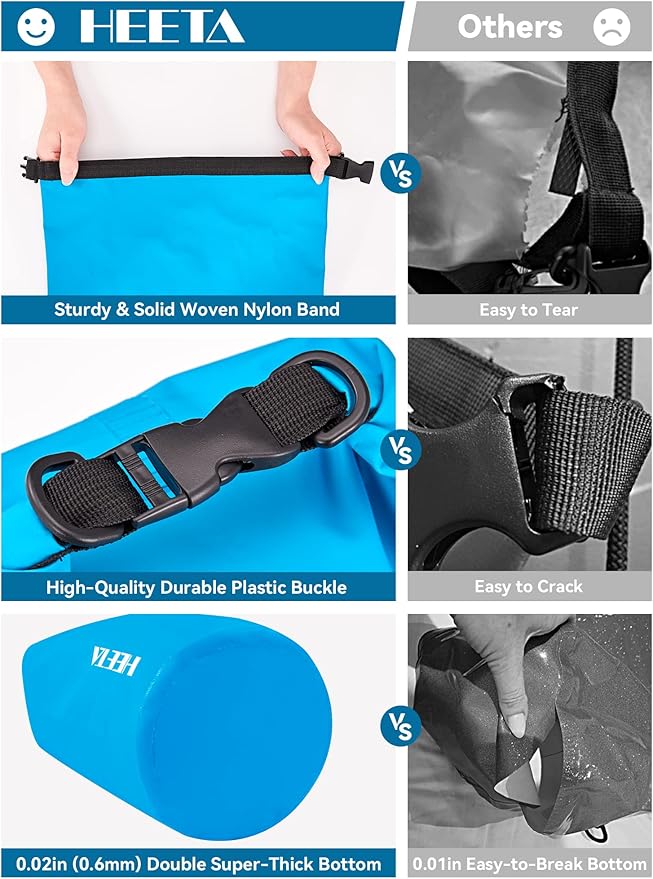HEETA Waterproof Dry Bag for Women Men, 5L/10L/20L/30L/40L Roll Top Lightweight - Image 6