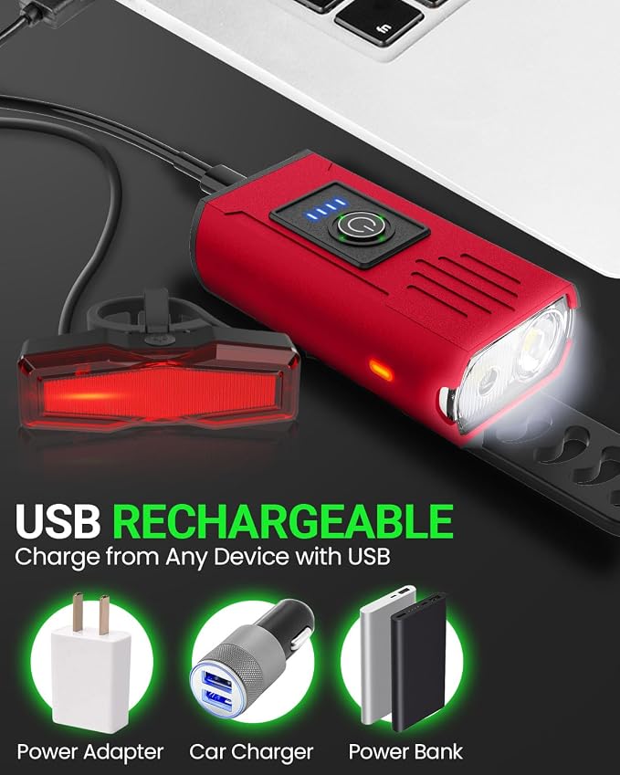 Victoper Bike Light, High Lumens Super Bright Bicycle Lite, 6+4 Modes USB - Image 6