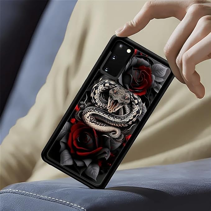 for Samsung Galaxy S20 Case, Entwined Rose Snake Pattern Graphic Design Girl - Image 6