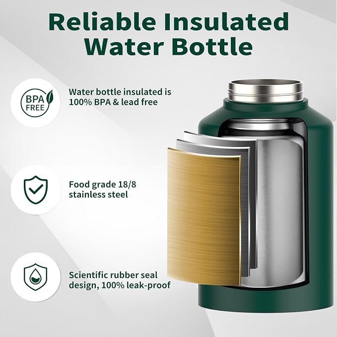WATERSY 1 Gallon Water Bottle Insulated, BPA Free&Leak Proof, 128oz Stainless - Image 3