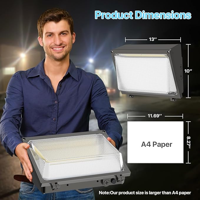 HYPERLITE LED Wall Pack 120W: 18000lm Glass Lens Dusk to Dawn Outdoor Lighting - Image 6