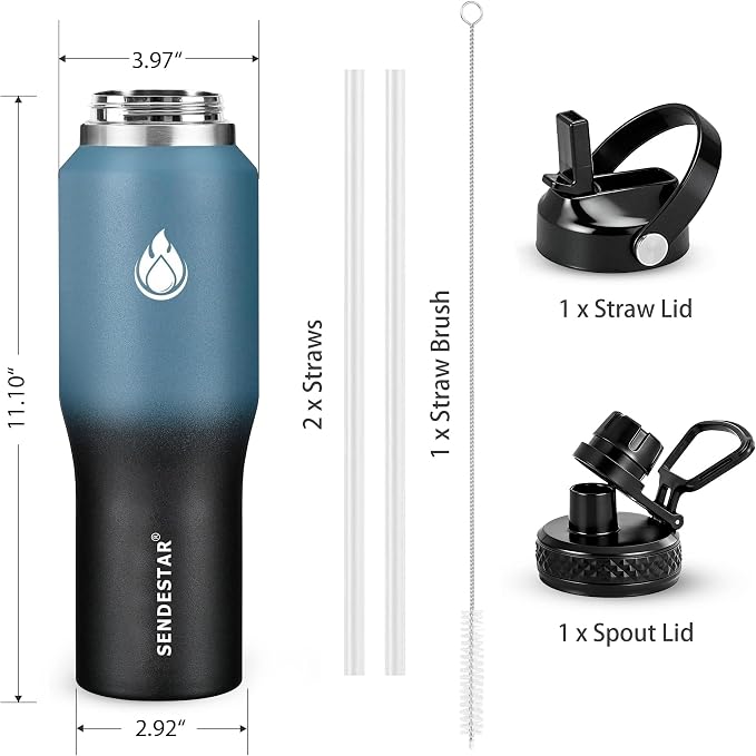 SENDESTAR 40oz Stainless Steel Water Bottle, Double Wall Vacuum Insulated Bottle - Image 7