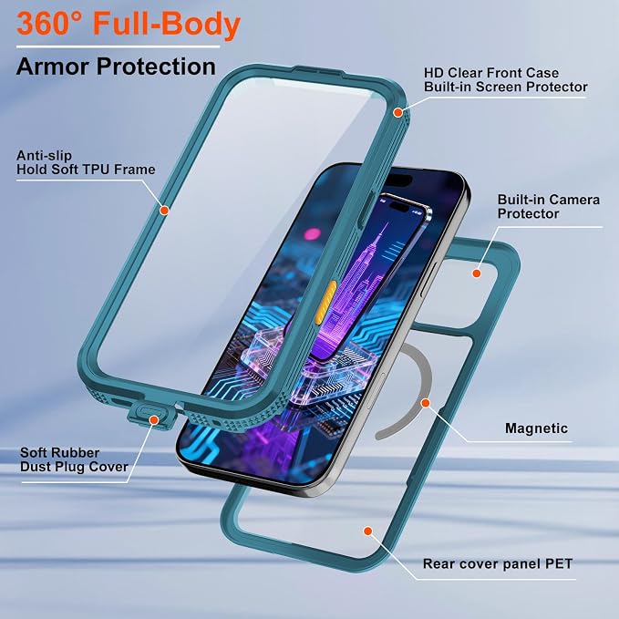iPhone 17 Pro Case, Magnetic Waterproof IP68 Underwater Protection, Military - Image 9