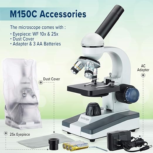 AmScope M150 Series Portable Student Monocular Compound Microscope - Image 3