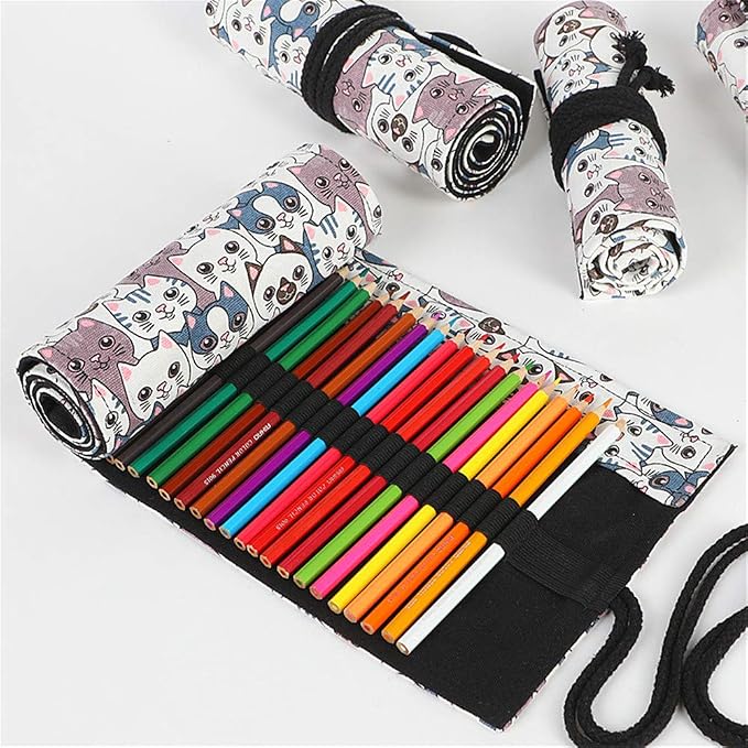 Funny live 24/36/48/72 Slots Colored Pencil Wrap Roll up Pen Holder Case - Image 5