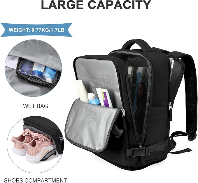 coowoz Travel Backpack For Women Men, Carry On Backpack, Hiking Backpack - Image 5