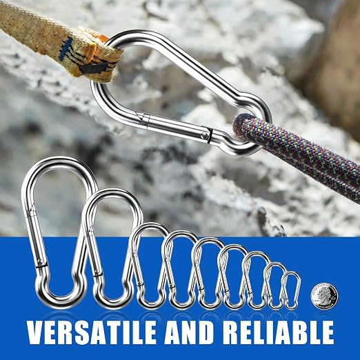 Carabiner Clip Hooks, 304 Stainless Steel Spring Snap Hook Fits Camping Hiking - Image 6