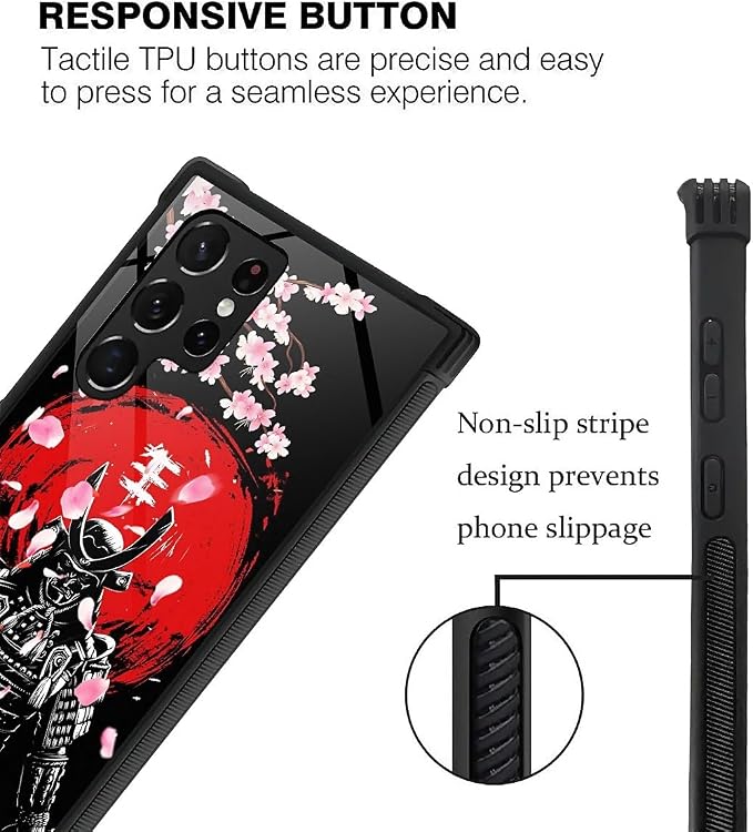 for Samsung Galaxy S22 Ultra Case, Sakura Japanese Samurai Pattern Graphic - Image 5