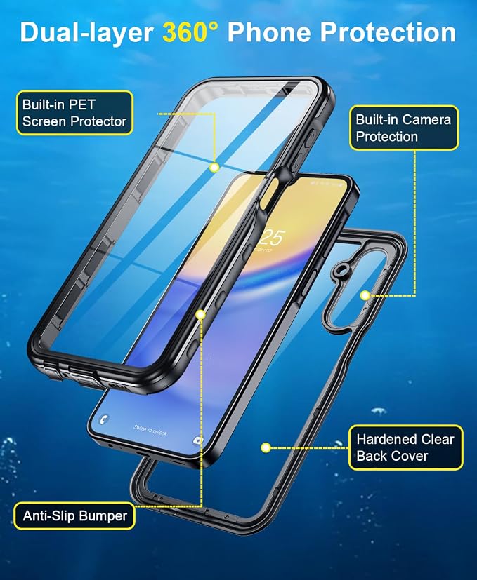 Beasyjoy for Samsung Galaxy A15 5G Case Waterproof, IP68 Underwater - Image 5