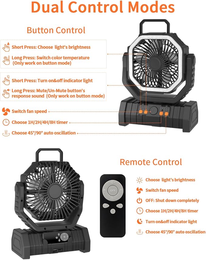 ADUST Portable Camping Fan Battery Powered Operated - Image 5