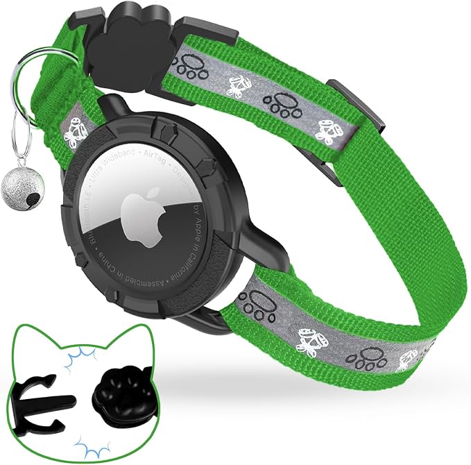 Breakaway AirTag Cat Collar, Reflective Cat Tracker Collar by ODOKELE