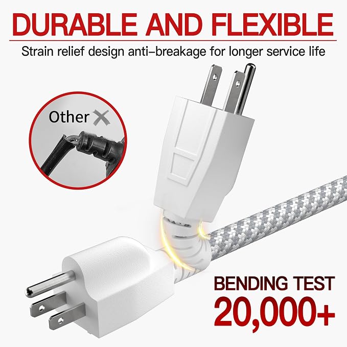 16/3 Braided Extension Cord 6 FT, Braided Extension Cord Flexible & Durable - Image 4