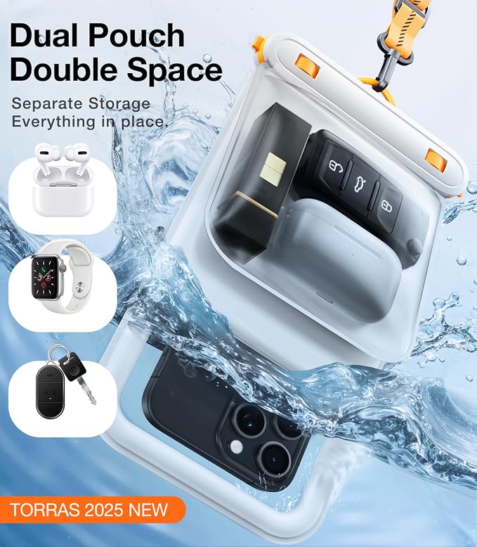 TORRAS IP68 Waterproof Phone Pouch Double Space, Floating Waterproof Phone Case - Image 2