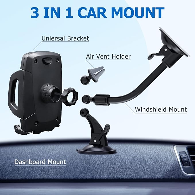 Vansky Car Phone Holder Mount, 3-in-1 Universal Cell Phone Holder Car Air Vent - Image 5