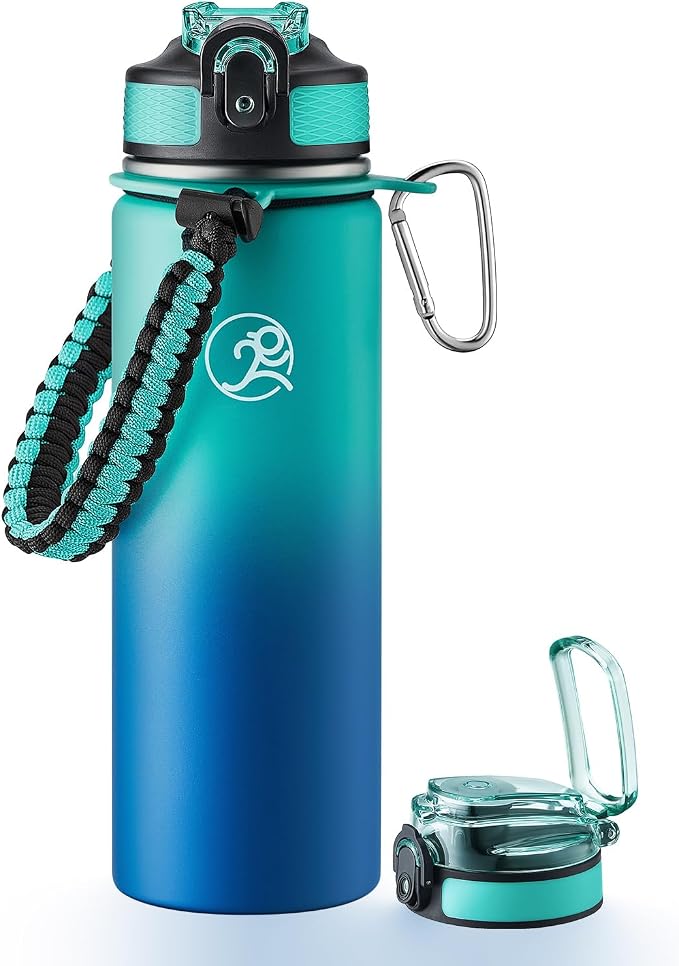 GOSWAG Insulated Sports Water Bottle, 24oz 2 Lids, Stainless Steel Water Bottles by GOSWAG