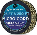 TECEUM Micro Paracord – 1.18 mm X 125 ft – Micro Utility Cord – Thin Braided by TECEUM