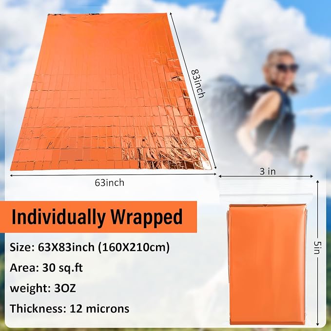 Chumia Emergency Thermal Blanket Bulk 83 x 63 Gigantic Foil Space Blanket - Image 3