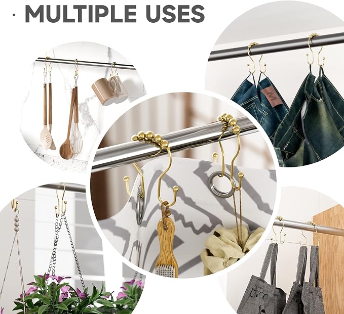 Bathway Gold Shower Curtain Hooks, Shower Curtain Hook Shower Curtain Rings - Image 5